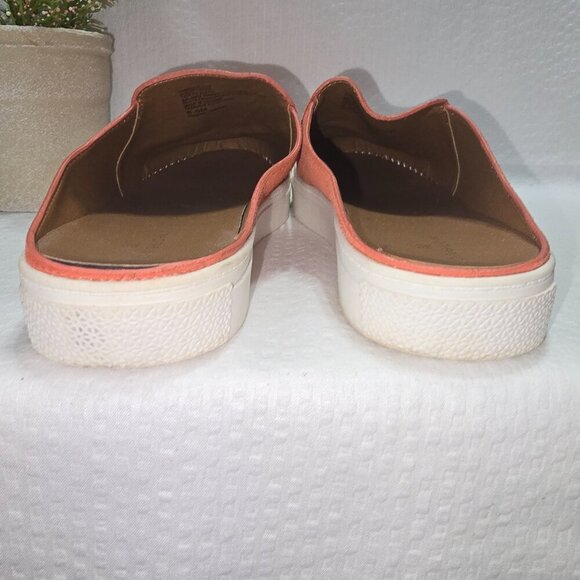 WOMENS CASLON NELLIE LEA CASUAL SLIP ON MULES FLATS ORANGE SUEDE 8.5 EUC - Picture 6 of 7